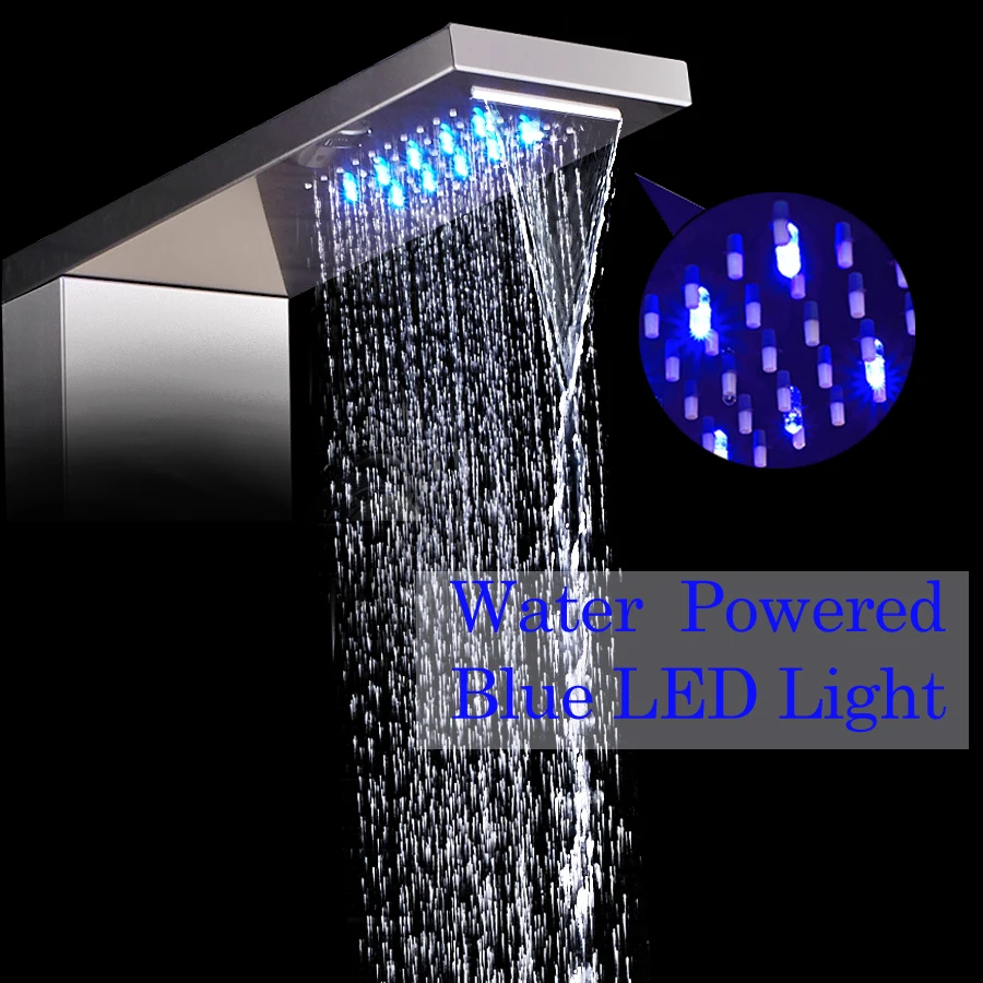 Черный водопад дождь Душ панель кран светодиодный светильник ванная душевая система Температура цифровой экран массаж тела струйный смеситель