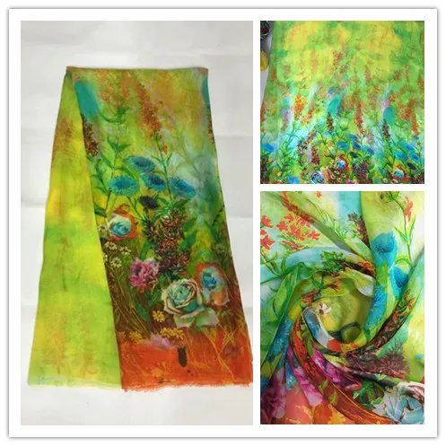 

140cm 6momme people belt printed chiffon silk 100%mulberry silk garment materials summer dress DIY clothes fabrics DSF12