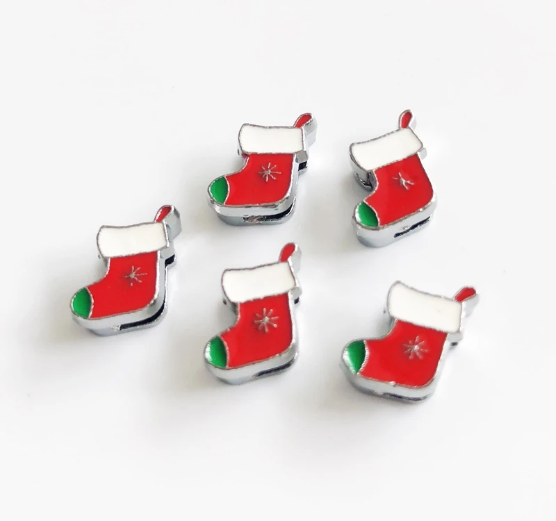 50 шт DIY Аксессуары 8 мм Эмаль Рождественские Носки подвески талисманы с надписями подходят 8 мм ошейник для собак и кошек ремни ярлыки для браслетов