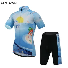 XINTOWN/комплект детской одежды для велоспорта; комплект из джерси и шорт для велосипеда; спортивная одежда для мальчиков и девочек; одежда для езды на велосипеде
