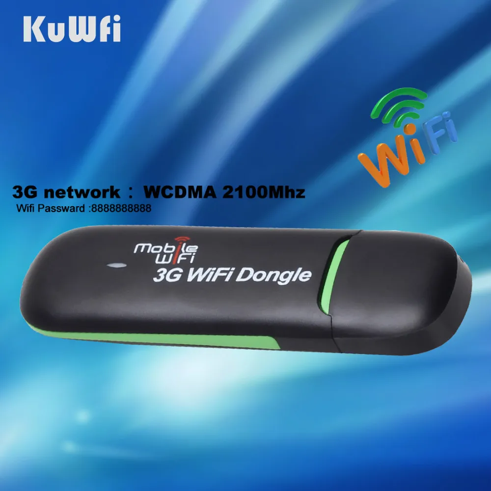 KuWFi 3G WiFi модем портативный USB Wi-Fi мобильный модем 3G беспроводной WiFi маршрутизатор Поддержка 3G 2100 МГц 7,2 Мбит/с Автомобильный ключ для точки доступа