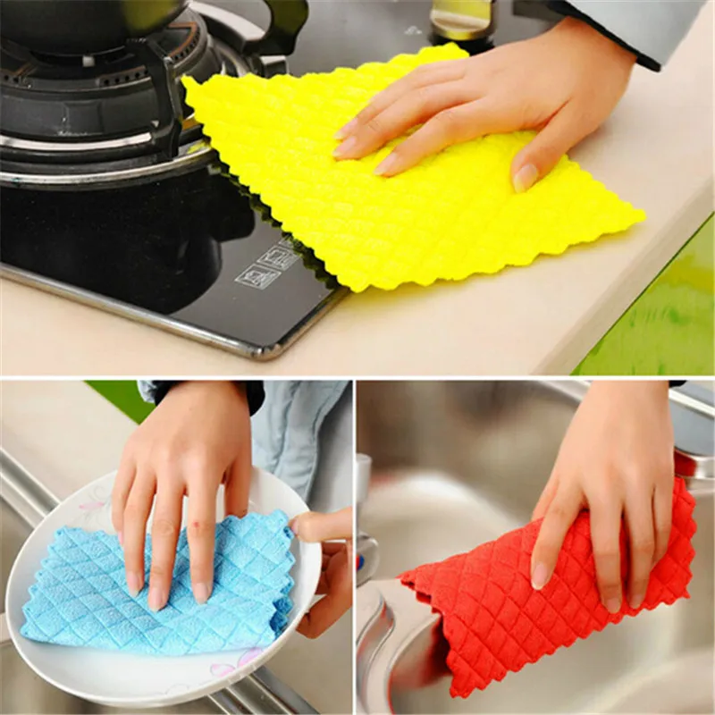 1pcs New High Efficient ANTI GREASY Dish Cloth Washing Dish Kitchen
