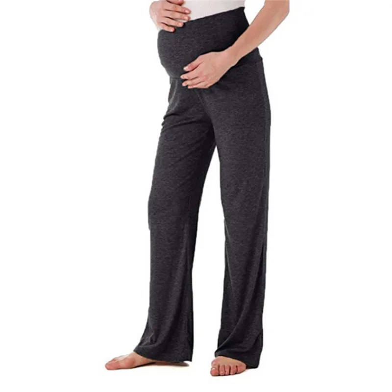 

CYSINCOS 2019 New Pregnant Women Nursing Trousers Maternity Soft Loose Wide Straight Lounge Pants Stretch Pregnancy Trousers