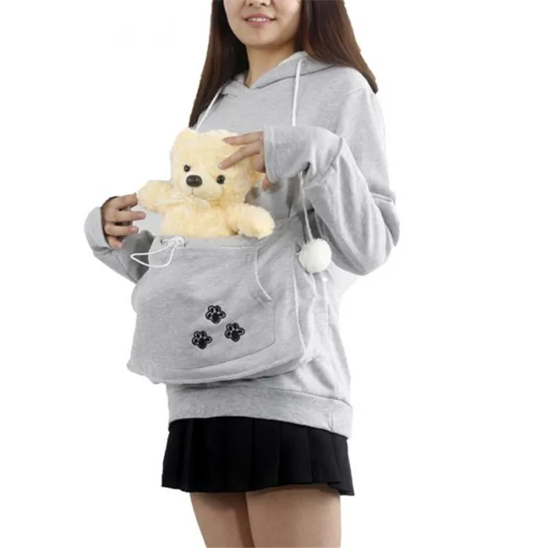  Mewgaroo Cat Lovers Hoodies Women Hooded Casual Pet Kangaroo Sweatshirt Women Pouch Hoodie Big Size
