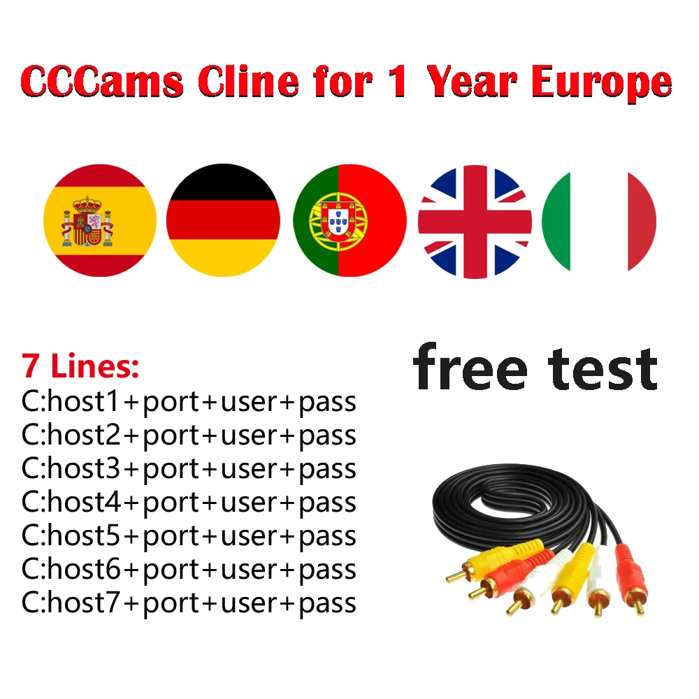 CCCamd для Испании Германия Португалия 1 год 7 линий HD спутниковый ТВ приемник наиболее стабильный CCCamd сервер