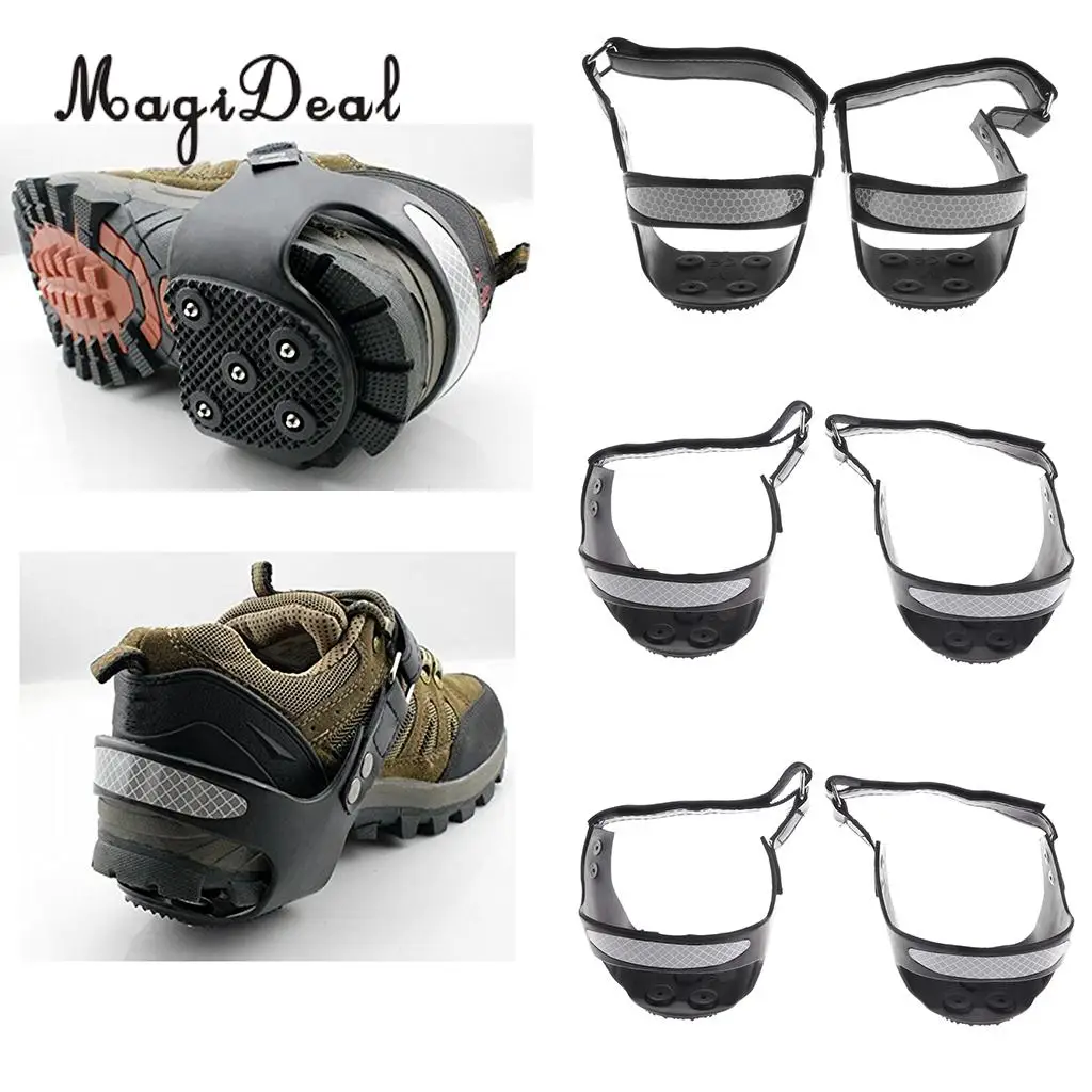 MagiDeal Strap On Heel Traction Cleats Grips Ice Snow Crampons Anti Slip Grippers, Easily