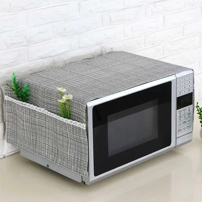 

35*95cm Microwave Oven Dustproof Cover With Pockets Cloth Microwaves Protector Covers J2Y