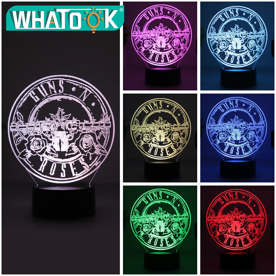 Buy 3D LED Night Light Music Guns N Roses 7 Colors