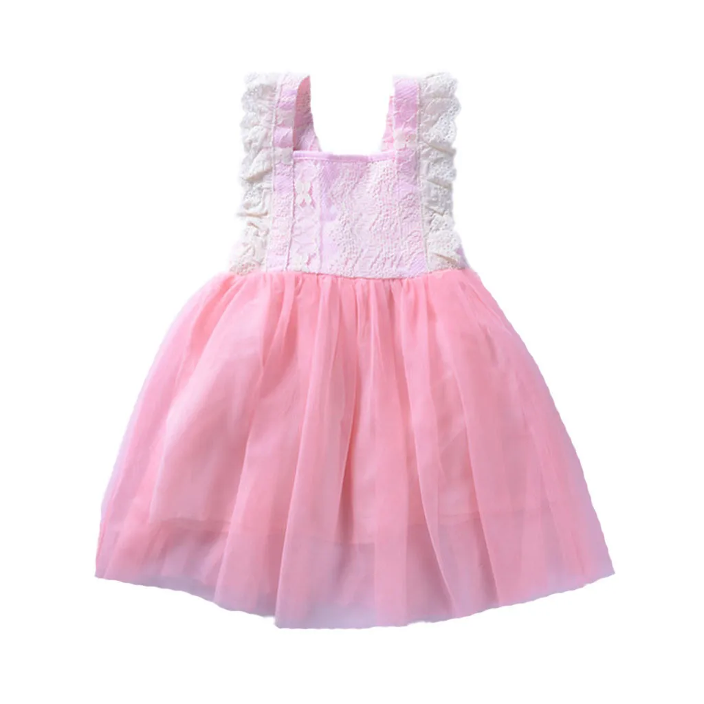 Girls Summer Dress Newborn Kid Baby Sleeveless Lace Mesh Puff Dance Birthday Party Princess Clothes C# | Детская одежда и обувь