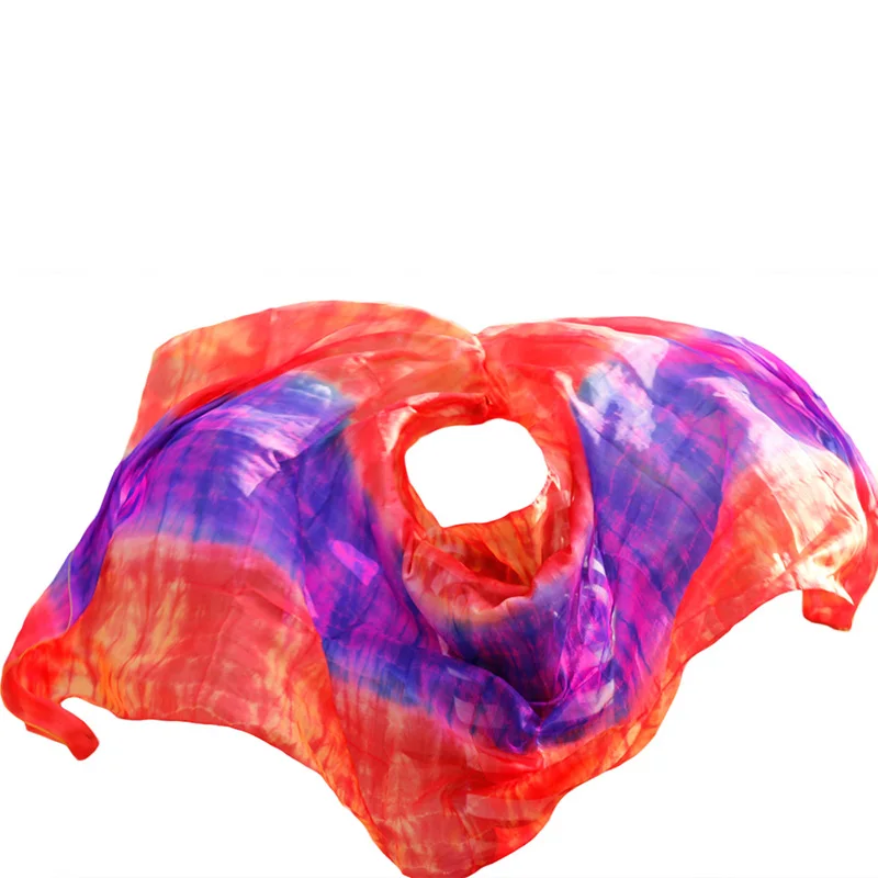Классическая Шелковая вуаль для танца живота реквизит для выступлений окрашенный шарф ручной работы аксессуары для танца живота для детей и взрослых 200/250 - Цвет: as picture