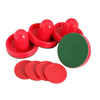 

New Arrivals 4Pcs Air Hockey Table Goalies with 4pcs Puck Felt Pusher Mallet Grip Red Entertainment Accessories