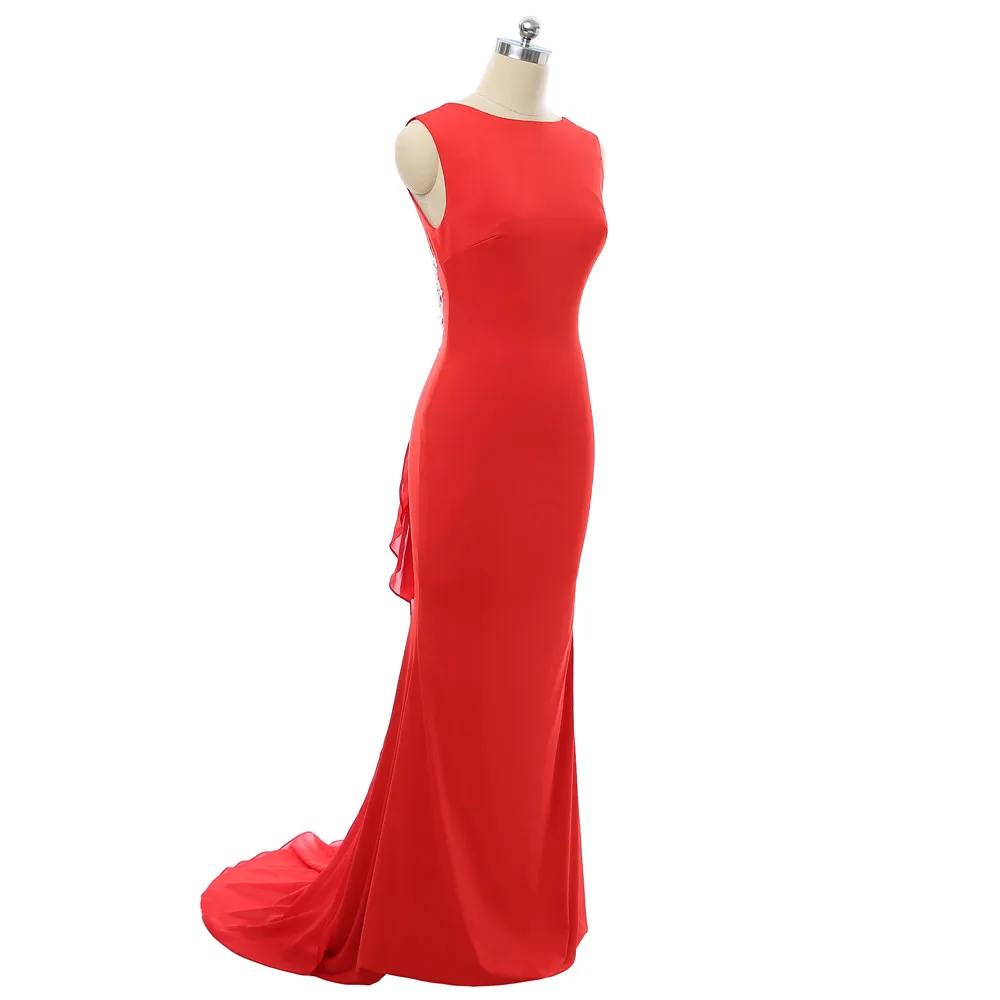 Красное выпускное платье 2019 Русалка шифоновое кружевное с открытой спиной женское длинное выпускное платье Вечерние платья Вечернее