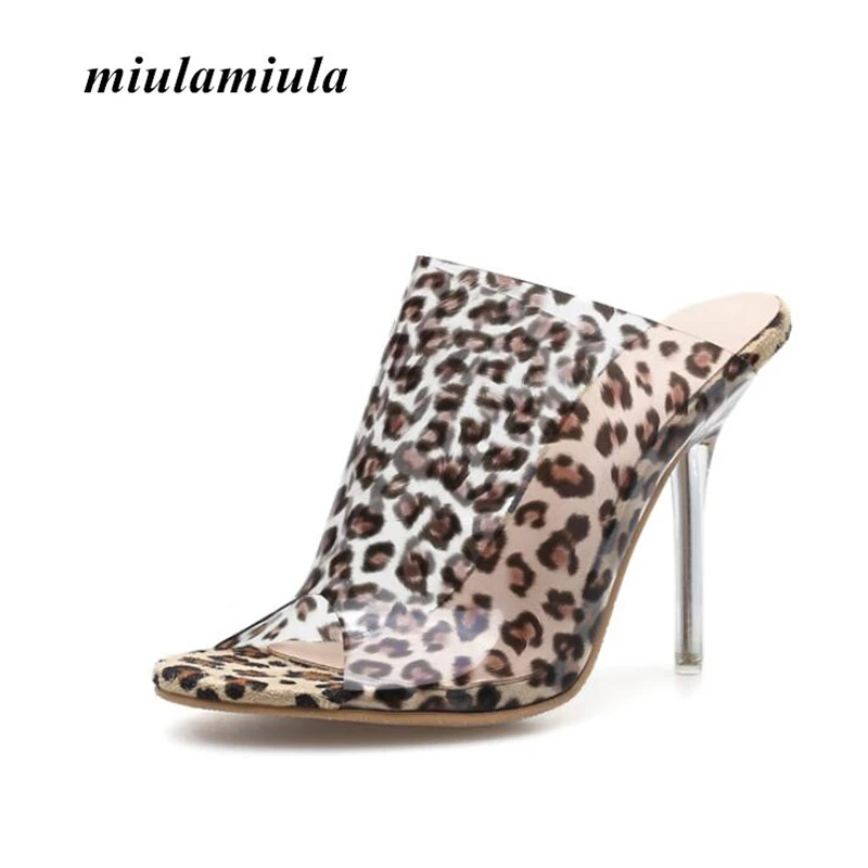 

Miulamiula Summer Sexy Leopard Pattern Women Sandals High Heels PVC Material Crystal Heel Little Fairy Series Banquet Woman Shoe