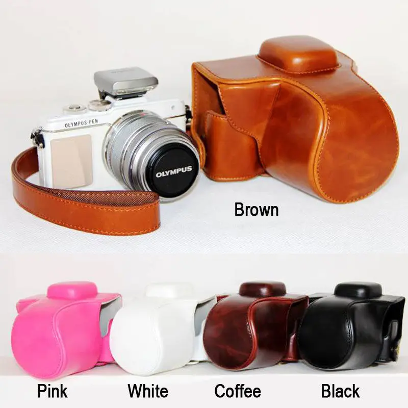 PU leather Camera Bag Case Cover Pouch with strap for OLYMPUS Pen E PL7