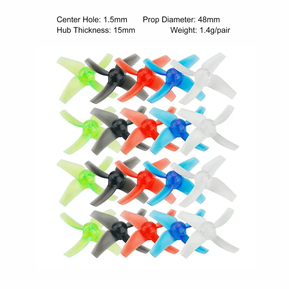 10 Кинг Конг/LDARC 48 мм 4 лезвия 1,5 мм Пропеллер с отверстием для крошечного GT7 GT8 V2 FPV гоночного дрона