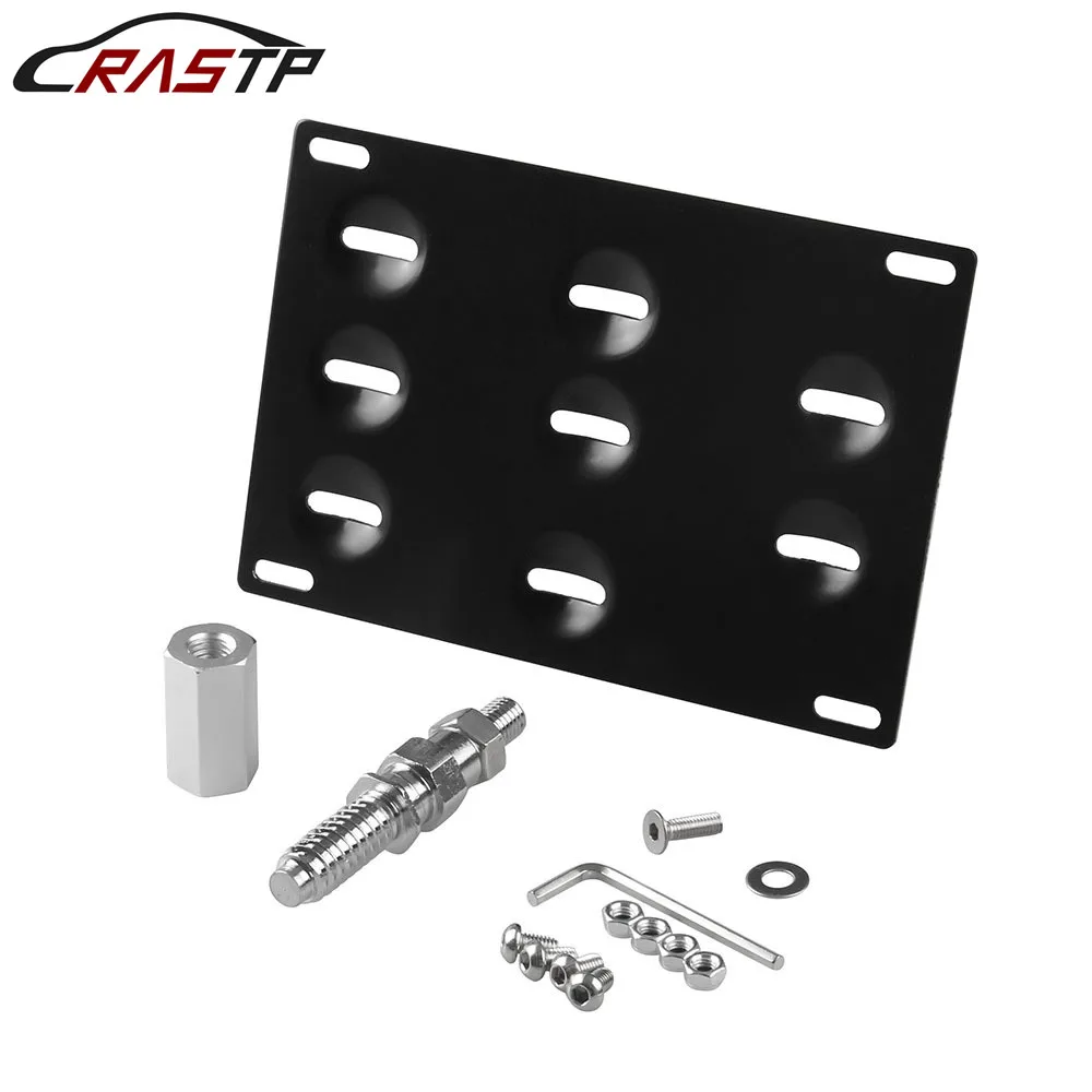 

RASTP-Front Bumper Tow Hook License Plate Mounting Bracket Registration Plate Holder for Toyota for BMW for Honda RS-BTD013