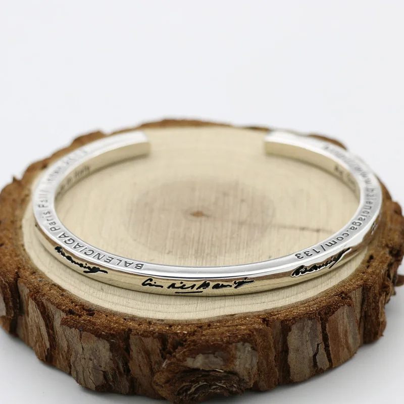 Fashion Japan And South Korea S925 Sterling Silver Retro Thai Silver Temperament Sweet Simple Open Ended Bangle Men And Women Fashion Japan And South Korea S925 Sterling Silver Retro Thai Silver Temperament Sweet Simple Open Ended Bangle Men And Women