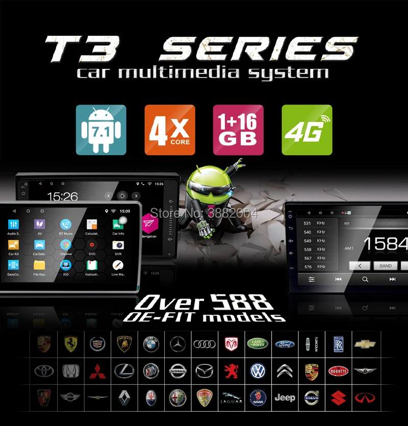 Best Android 7.1 7 inches Car Radio Double 2 DIN 2GB RAM Universal Stereo Quad Core Car Head Unit with Touch screen for Toyotal 1