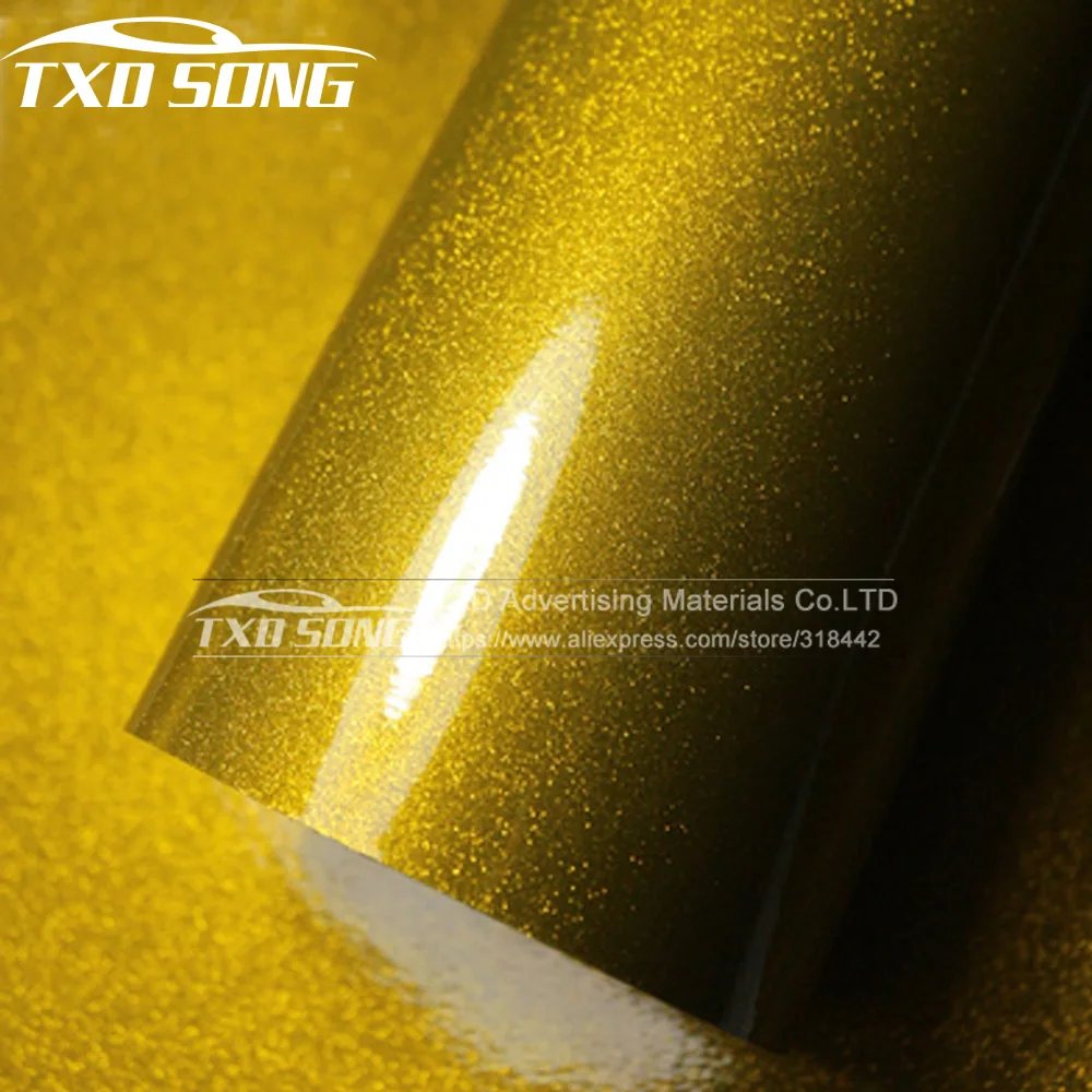 

High glossy diamond pearl film gold pearl glitter Car wrap sticker with air bubbles by free shipping size:12/30/50/60x100CM/LOT