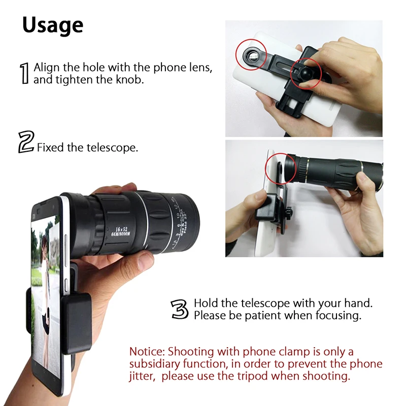 New 16 x 52 Dual Focus Monocular Spotting Telescope Zoom Optic Lens Binoculars Coating Lenses Hunting Optic Scope New 16 x 52 Dual Focus Monocular Spotting Telescope Zoom Optic Lens Binoculars Coating Lenses Hunting Optic Scope