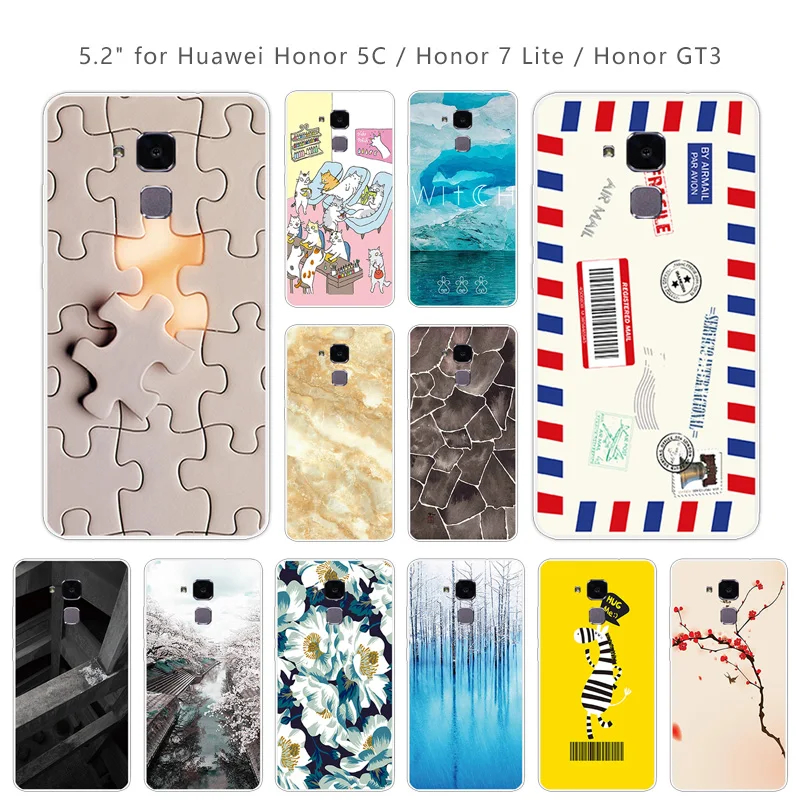 

Cases for Huawei Honor 5C / Honor 7 Lite Matte Soft Silicon Back Black Square Cover 5.2" for Huawei Honor7 Lite GT3 Clear Capa