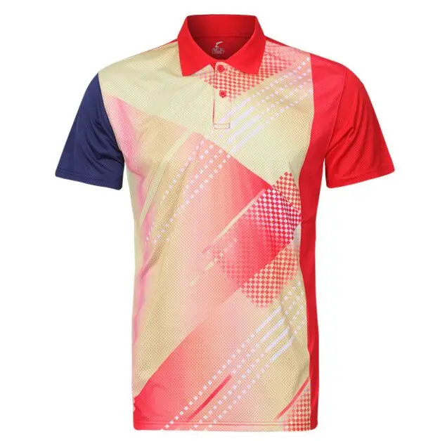 Новая женская/Мужская рубашка для настольного тенниса, одежда, командная игра, футболка с коротким рукавом, быстросохнущая дышащая рубашка для бадминтона, Майки Tenis Mujer - Цвет: Red