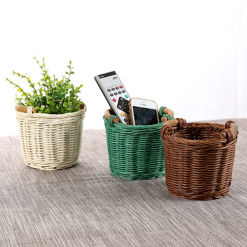 

Cute DIY rattan mini decorative wicker baskets style desktop storage basket willow ornaments for home decoration crafts