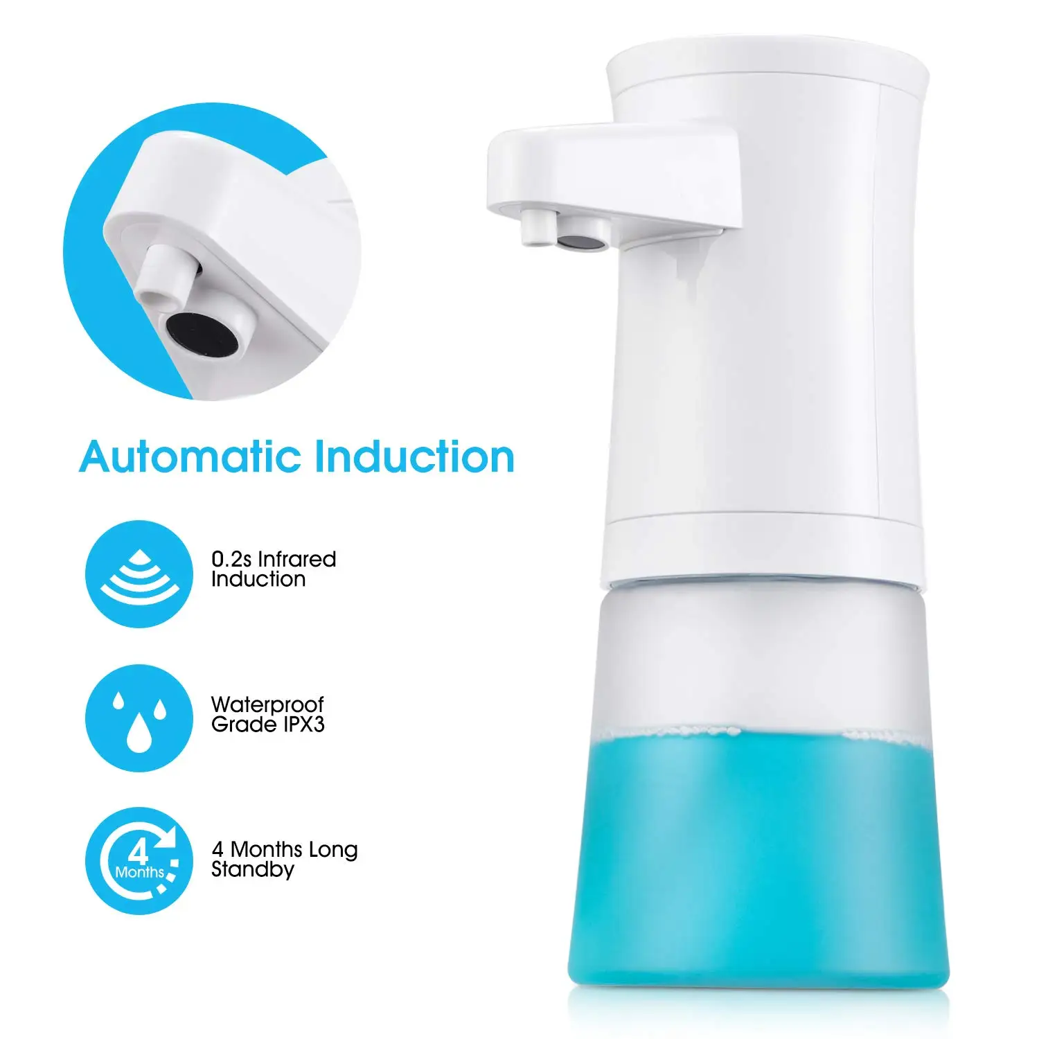 Advanced Foaming Soap Dispenser Automatic ABS Kitchen Dispenser Translucent Hand Wash Liquid Shampoo Foam Pump Infrared Sens