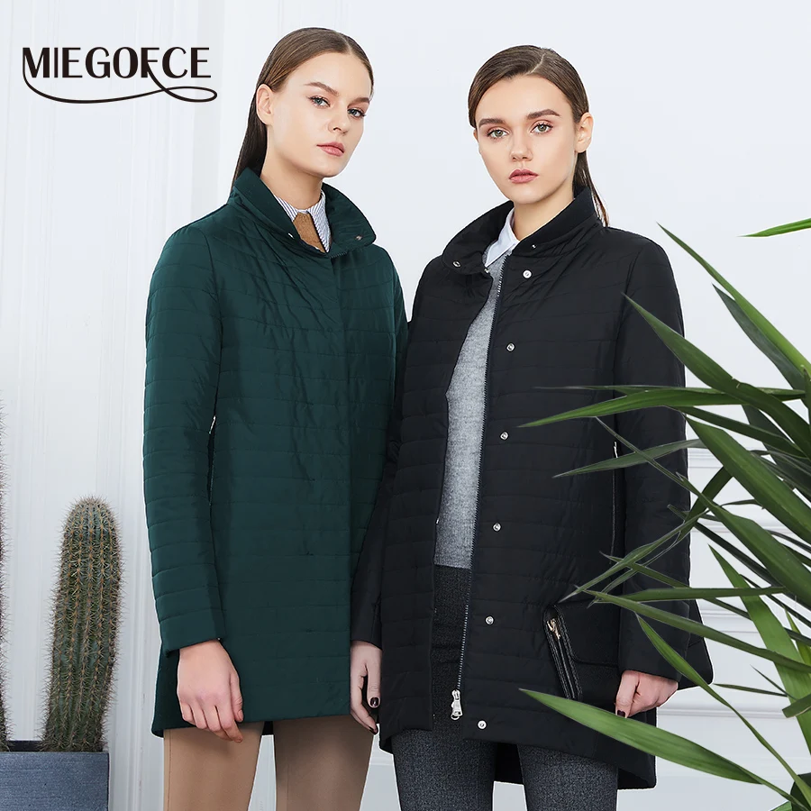 Beste Miegofce 2019 De Nieuwe Lente Collectie Warme Vrouwen Jas Met Een Staande Kraag Eenvoudige Vrouw Gewatteerde Jas Moeder stijlvolle Model