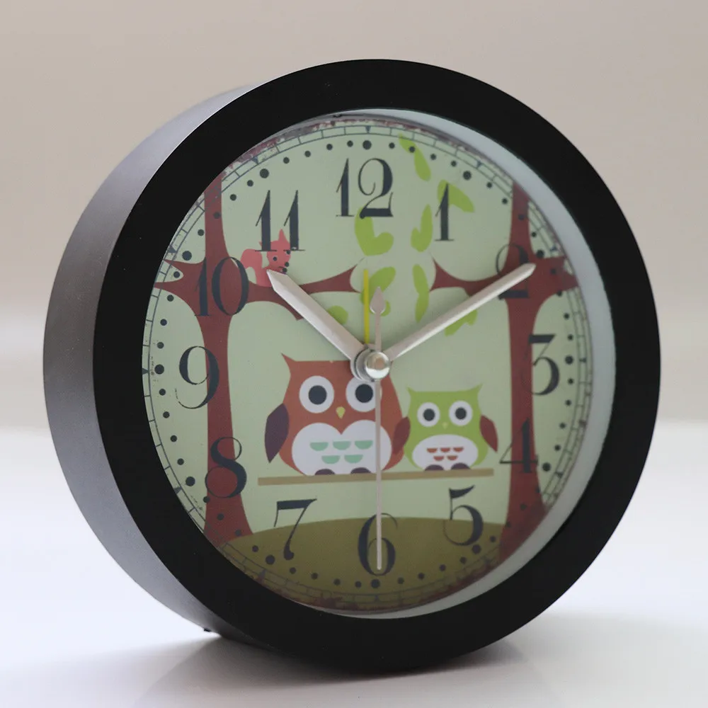 Newest 2 Color Silent Sweep Modern Cute Cartoon Owl Graceful Bell Desk