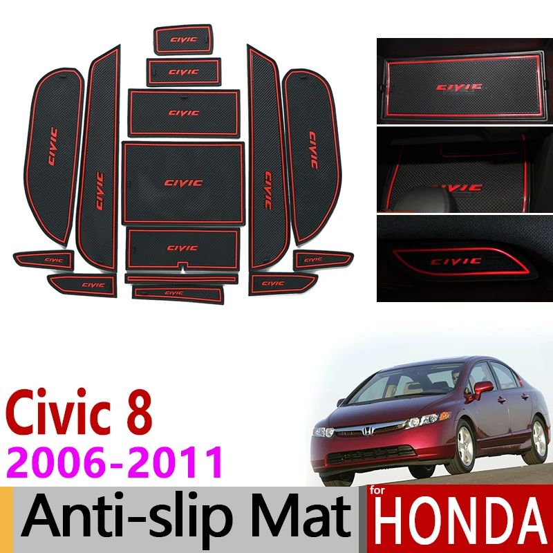 

Anti-Slip Gate Slot Mat Rubber Coaster for Honda Civic 2006-2011 8th Gen Accessories Stickers Type R 2007 2008 2009 2010 FA FD