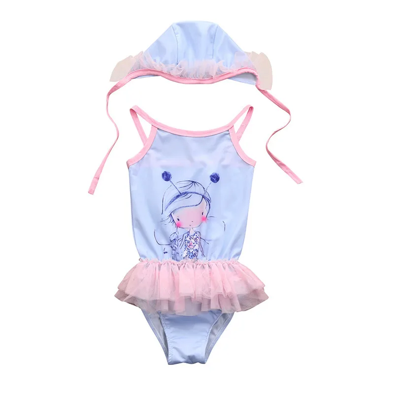 Toddler Kid Baby Girl Cartoon Lace 2 Piece Swimsuits Romper Bathing