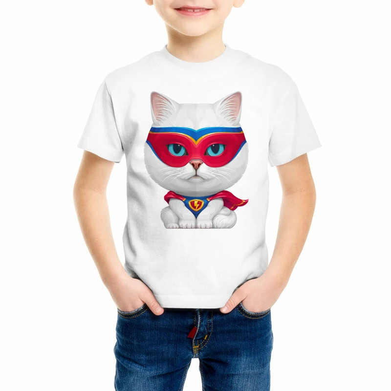 Летняя Милая Детская футболка с объемным рисунком кота из «Звездных войн», Оригинальная футболка с принтом «Звездные войны» для маленьких мальчиков и девочек, футболки, Y7-7