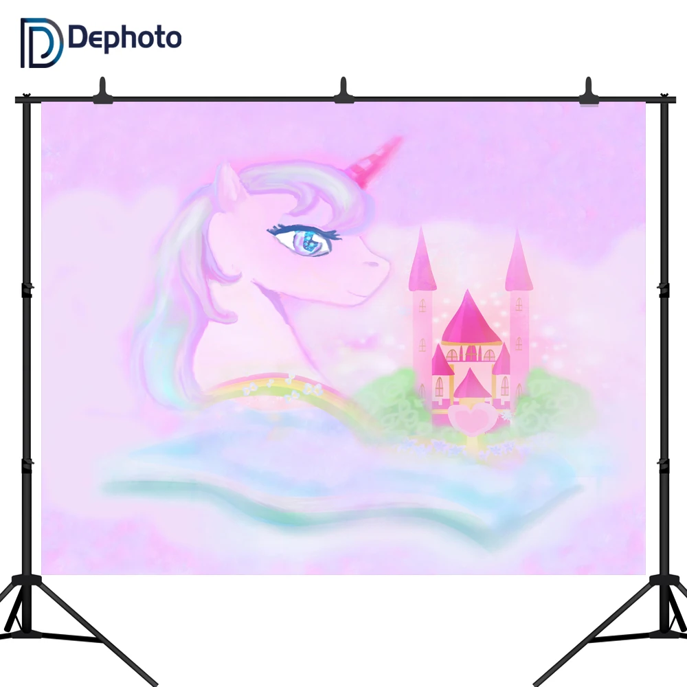 DePhoto Unicorn Rainbow Backdrop for Photography Birthday Party Background baby shower Decoration Props Photo Booth Studio | Электроника