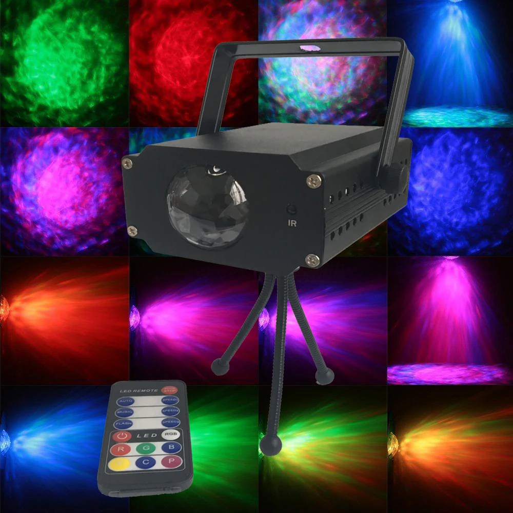 Раша ИК удаленного этапа Освещение 9 Вт RGB LED воды волна пульсации эффект свет этапа лазерный проектор свет Рождество DJ стороны света