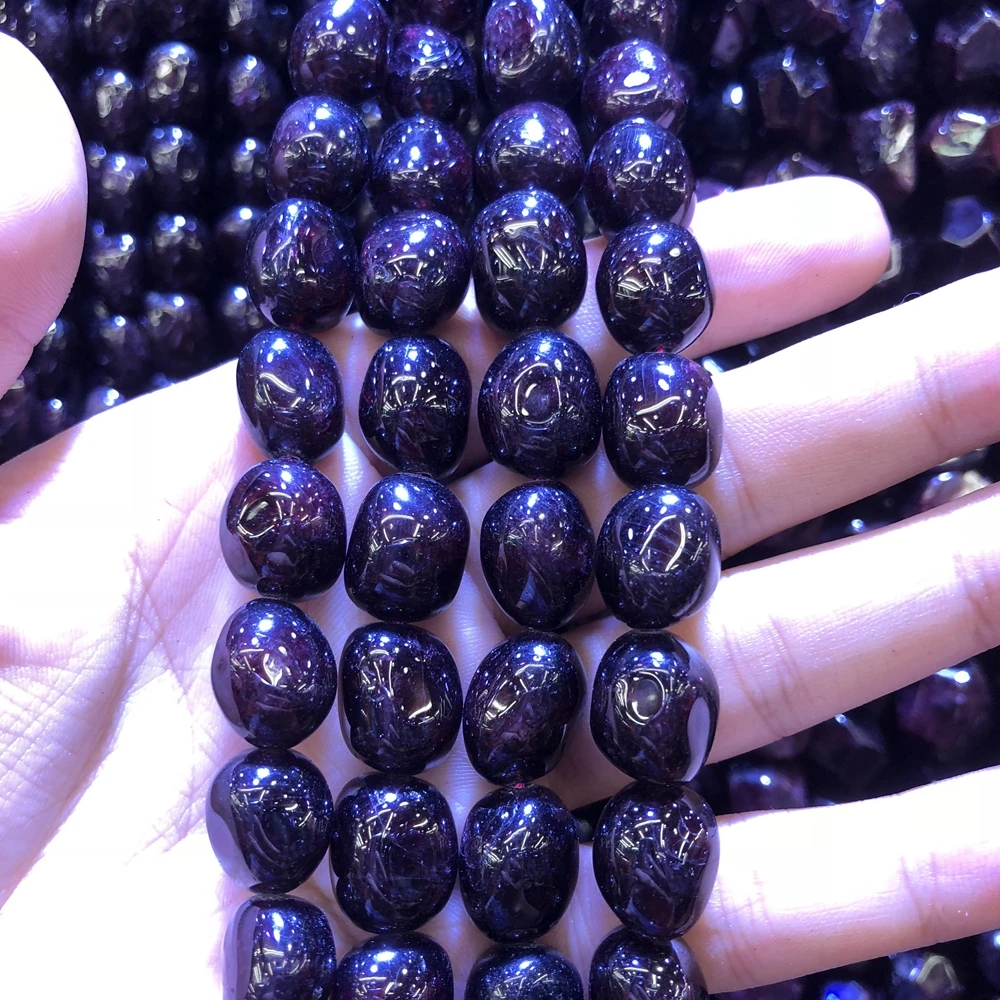 Wholesale 2strings Natural Garnet Gem Stone Polished Nugget Beads,Genuine Gem Jewelry Making Beads,15.5\