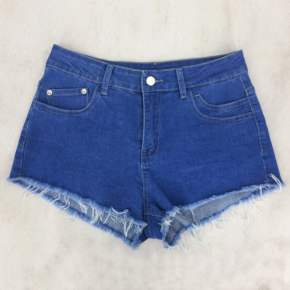 New high end women's all match denim shorts hip print high elastic ...