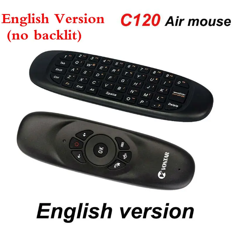 C120 2,4 ГГц Беспроводная Fly Air mouse Русский Английский C120 перезаряжаемая клавиатура гироскоп пульт дистанционного управления для android tv BOX - Цвет: English No Backlit