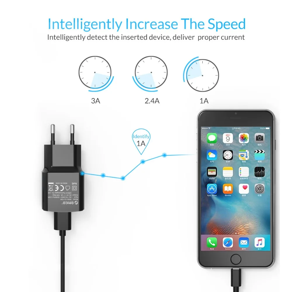 ORICO 5V1A 5V2A شاحن يو اس بي السفر الحائط مهايئ شاحن 5 W 10 W المحمولة الذكية الهاتف المحمول شاحن الاتحاد الأوروبي التوصيل الأسود الأبيض متاح