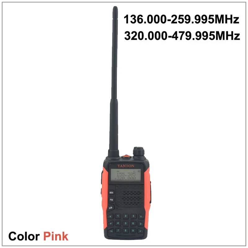 

Dual Band FM Portable Two-way Radio YANTON GT-03 TX & RX both from 136.000-259.995MHz & 320.000-479.995MHz Color Pink