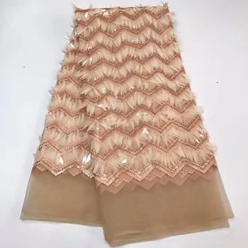 

African French Net Lace with Sequins and 3D flower Beautiful Embroidery Mesh Lace Fabric Tulle French Fabric -X 33