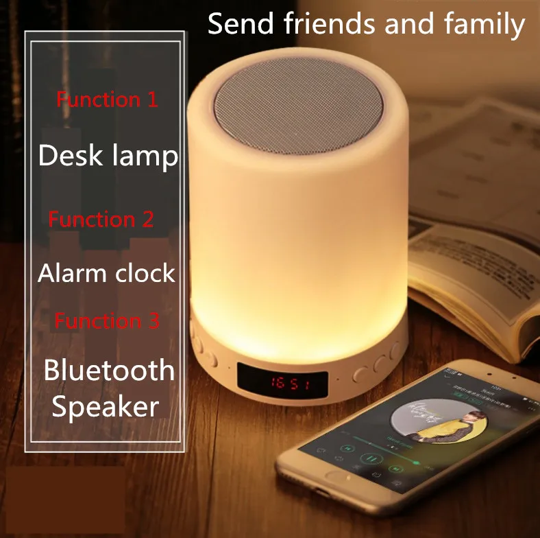 

Kuliai night light with bluetooth speaker, portable wireless bluetooth speaker SHAVA touch control color LED night light