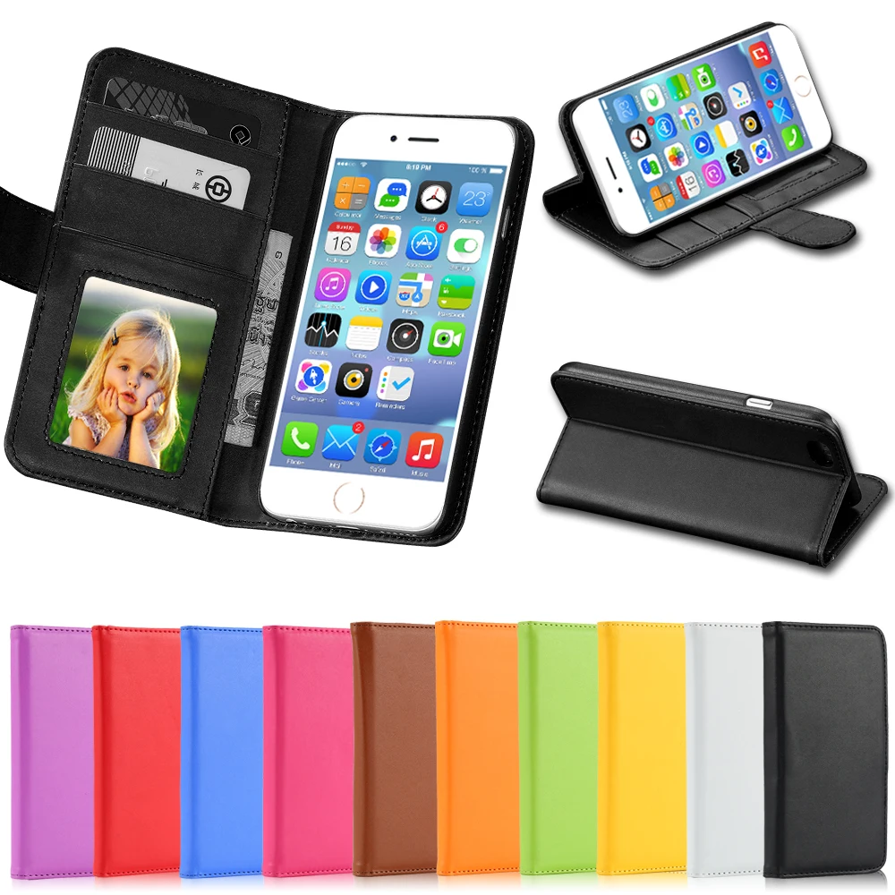 Luxury PU Leather Case For Apple iPhone 6 6S Plus 5 5S SE 5C 4S Card Slots + Photo Frame Full Protective Cover Bag For iPhone 6 