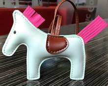 Handmade PU Leather Horse Keychain Animal Key Chain for Women Bag Backpack Handbag Tassel Keychain Charm Pendant Accessories