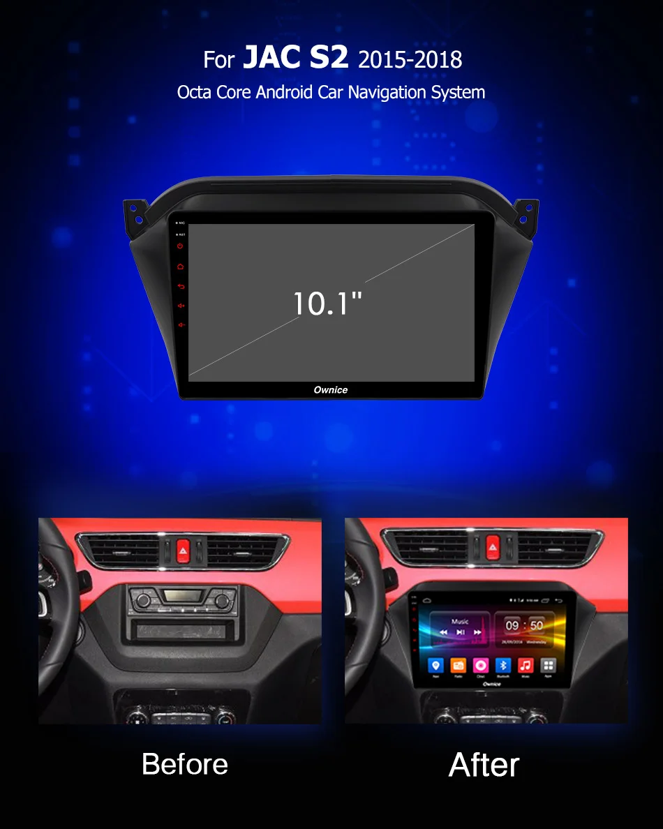 Excellent 10.1"IPS Android 9.0 Octa Core 4GB RAM+32GB ROM Car DVD Player GPS Navi Radio For JAC S2 2015 2016 2017 2018 CarPlay DSP ADAS 2