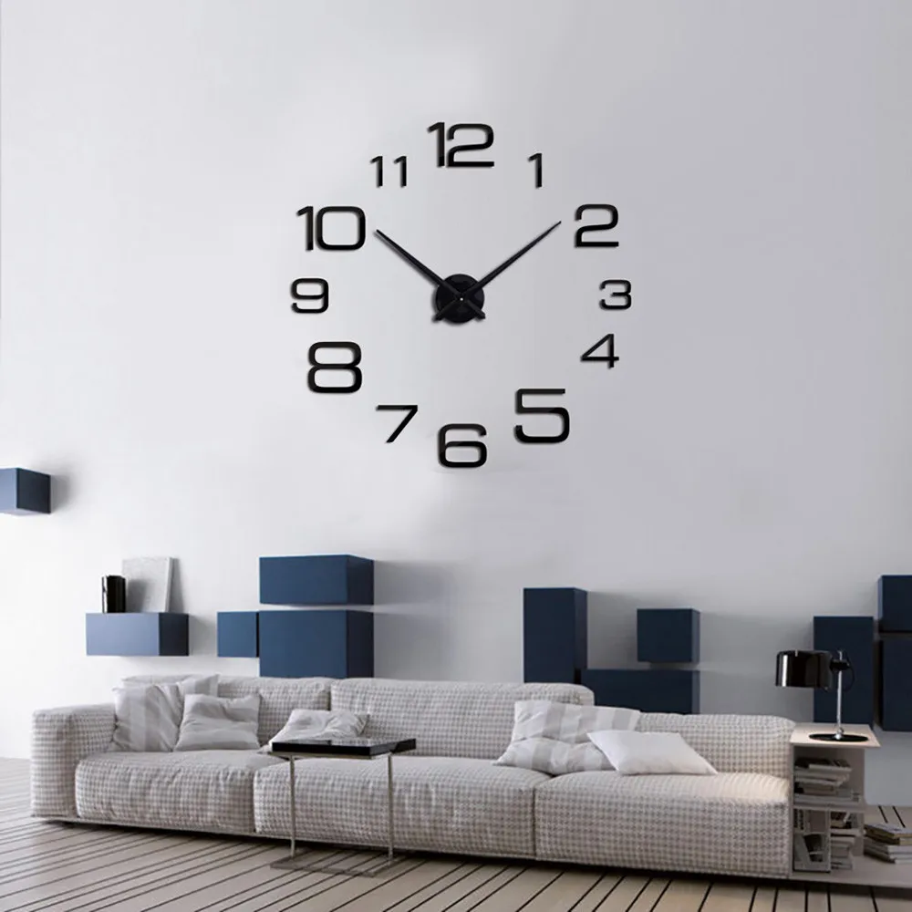 Luxury Creative Digital DIY Wall Clock Modern Design Watch Mirror Wall