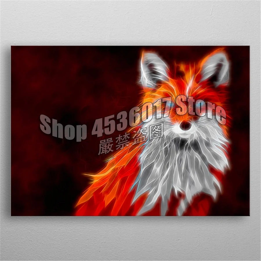 

5D DIY Diamond Painting Epic RedOrange Fox Fractal Animals Diamond Embroidery Cross Stitch Diamond Mosaic Rhinestone Home decor