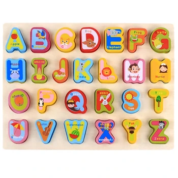 

Color Early Education Cartoon Cognitive Hand Grasping Board Wooden Building Blocks Toy