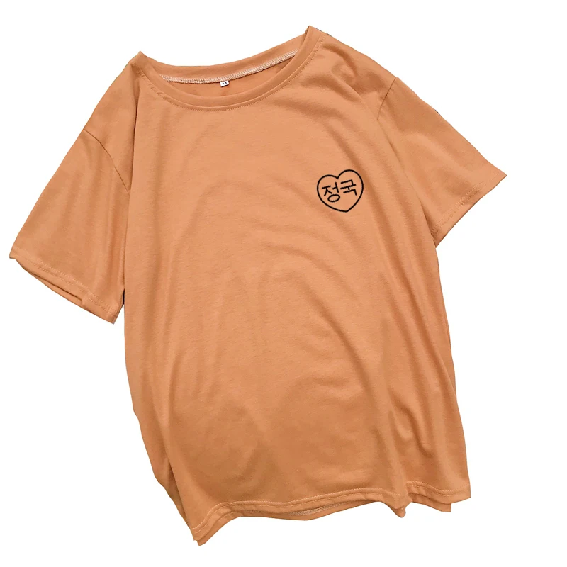 Fashion Harajuku Tshirt Women Korena Letter Heart Print Short Sleeve Tops Casual Loose Streetwear Tee Shirt Femme Camiseta Mujer (3)
