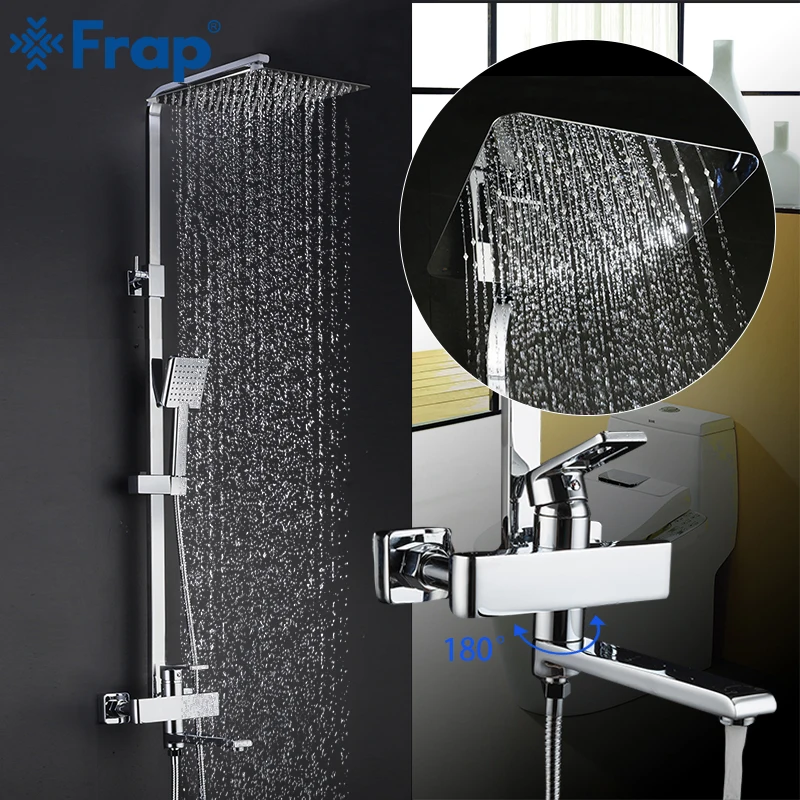 Koop FRAP Douche kranen nieuwe bad douche mengkraan badkamer douche kraan kranen met regendouche set waterval kraan tapware